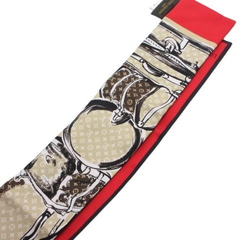 Louis Vuitton Bandeau Trunk Scarf Silk Beige Red — view 2