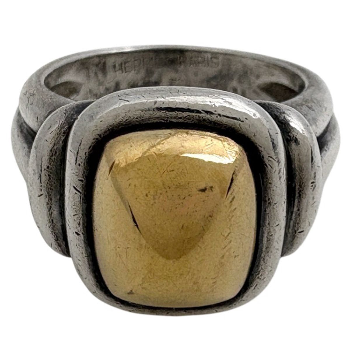 Hermes Square Ring Metal Silver Gold — view 2