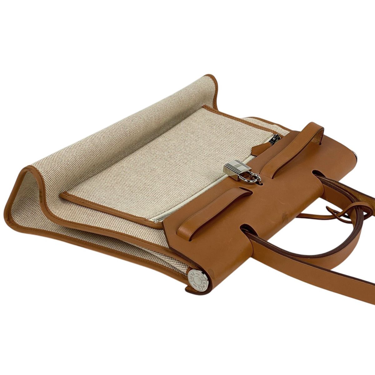 Hermes Herbag Zip PM 2-Way Shoulder Bag Toile Ash Natural Brown — view 6