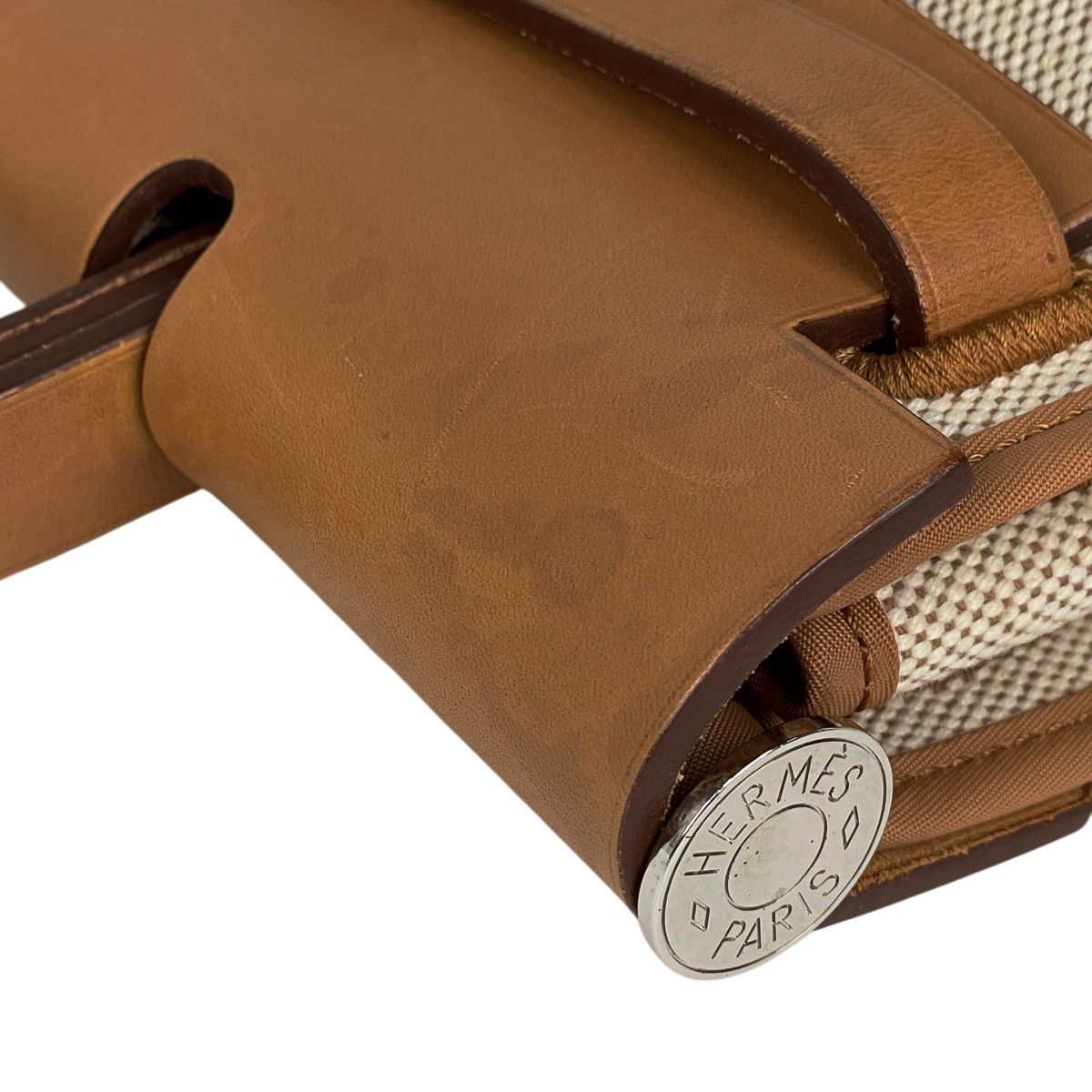 Hermes Herbag Zip PM 2-Way Shoulder Bag Toile Ash Natural Brown — view 9