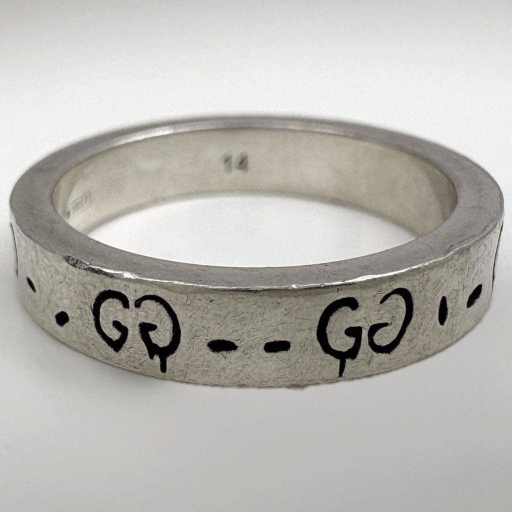 Gucci Ghost Ring GG Pattern Skull Silver — view 4