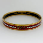 Hermes Enamel PM Bracelet Cloisonne Bangle Red Gold — view 2