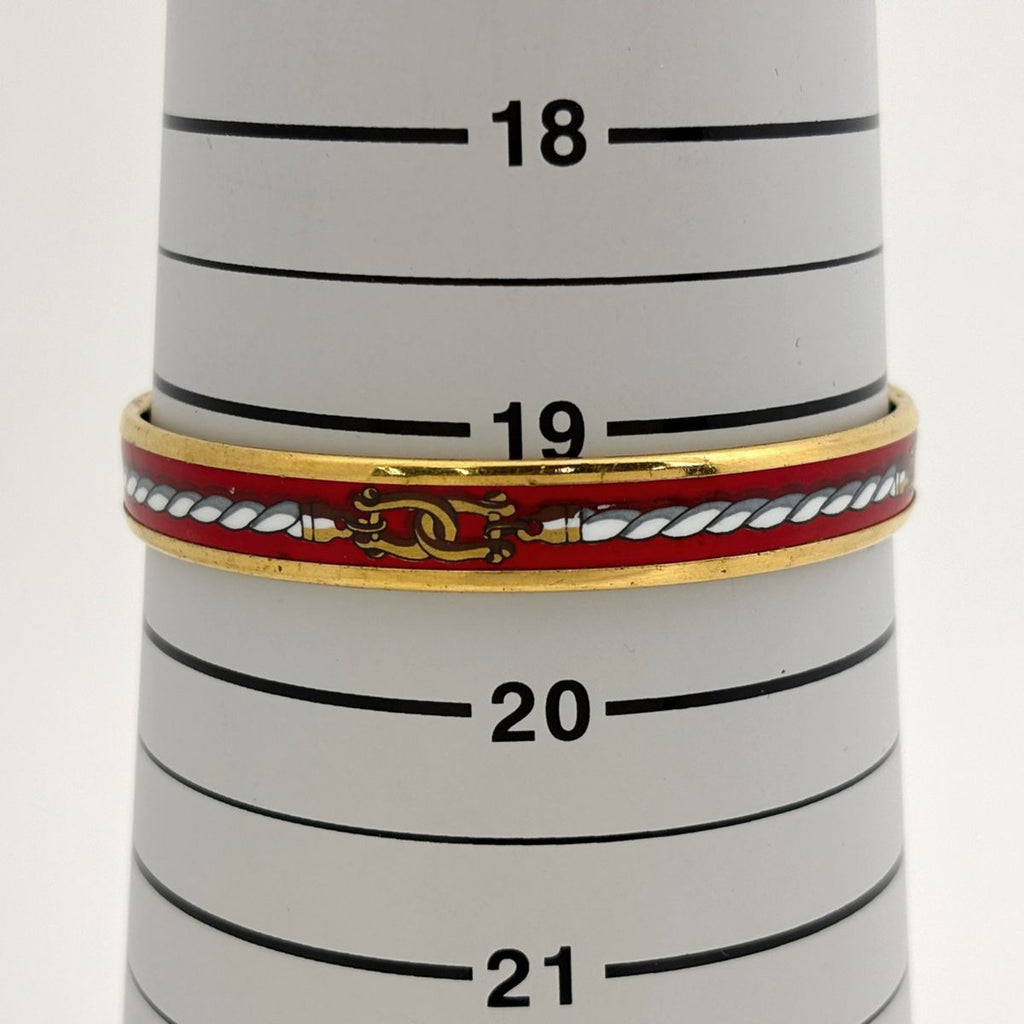 Hermes Enamel PM Bracelet Cloisonne Bangle Red Gold — view 5