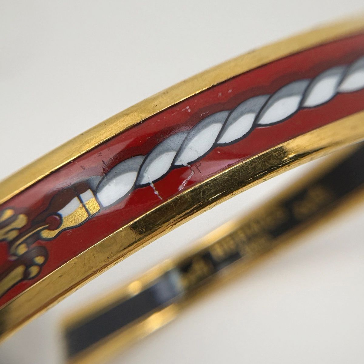 Hermes Enamel PM Bracelet Cloisonne Bangle Red Gold — view 3