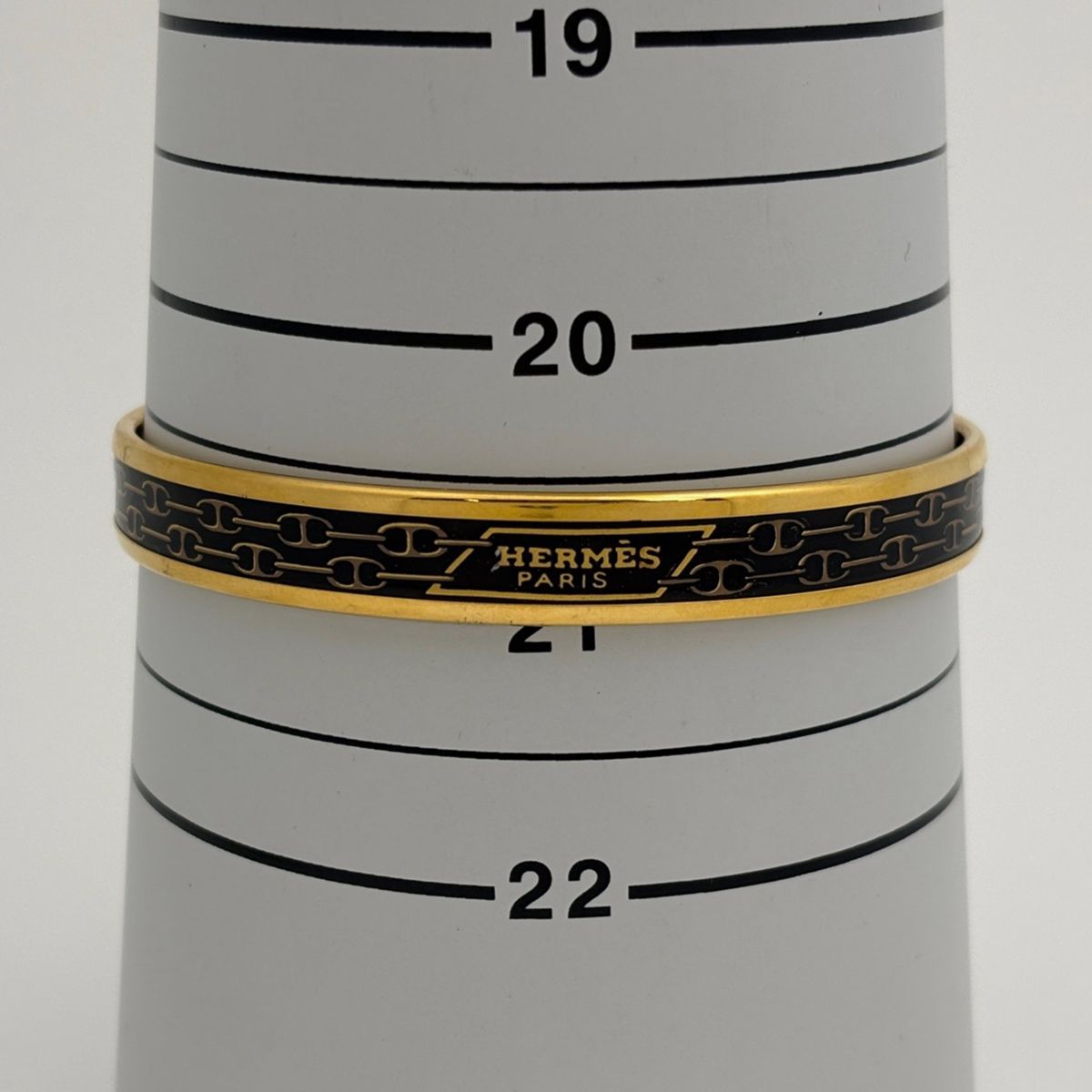 Hermes Enamel PM Bracelet Cloisonne Bangle Black Gold — view 6