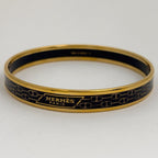 Hermes Enamel PM Bracelet Cloisonne Bangle Black Gold — view 3