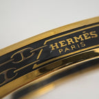 Hermes Enamel PM Bracelet Cloisonne Bangle Black Gold — view 5