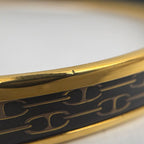 Hermes Enamel PM Bracelet Cloisonne Bangle Black Gold — view 4
