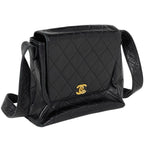 Chanel CC Logo Shoulder Bag Quilted Leather Black — view 6