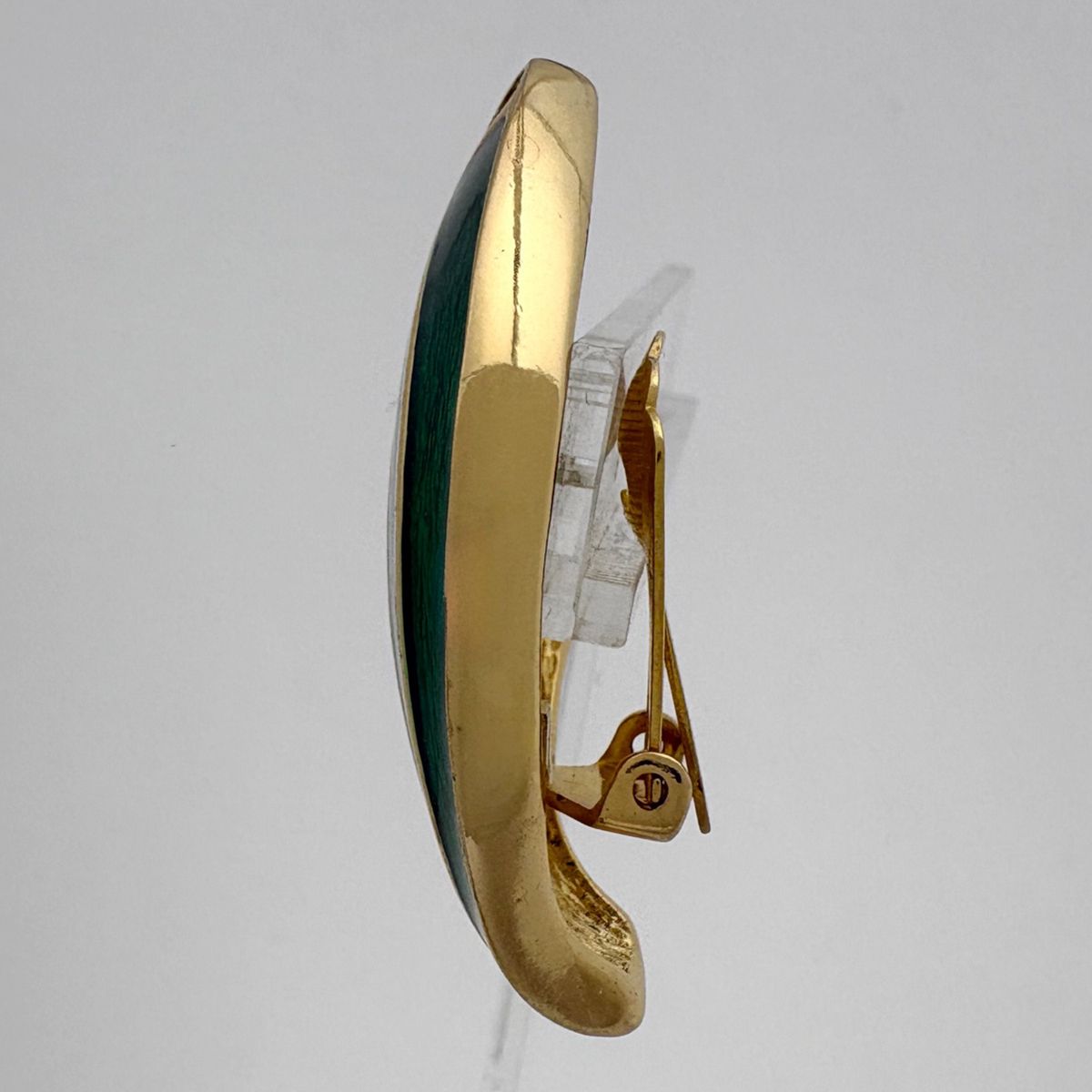 Dior Rhinestone Earrings Gold Plated Green — view 2