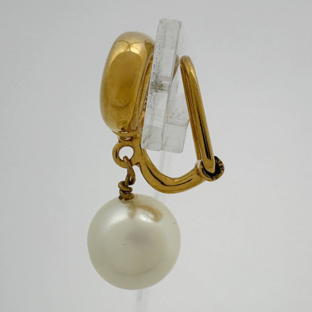 Dior Logo Faux Pearl Earrings CD Swing Gold Plated — view 2