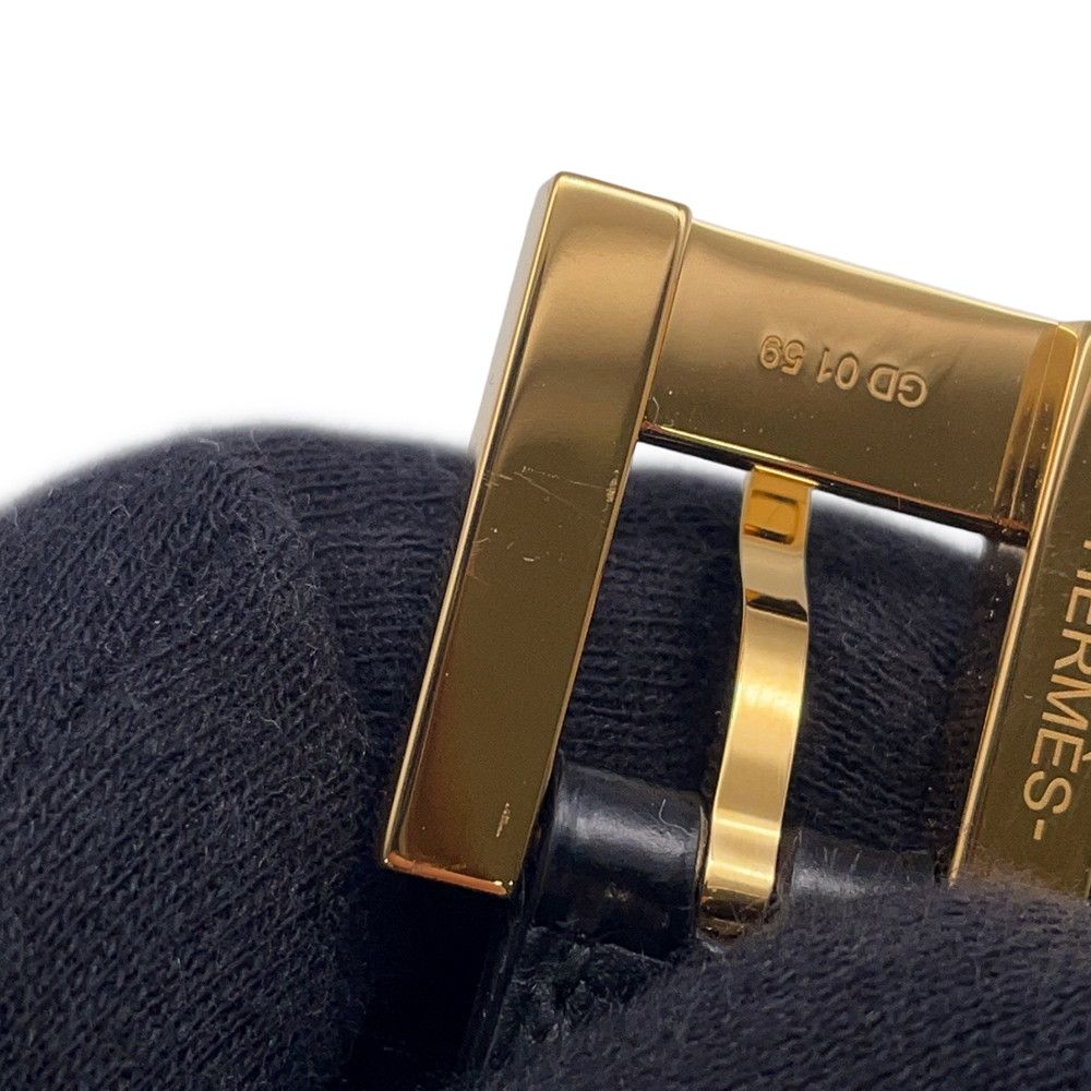 Hermes Belt Black Gold Porosus Matt 75 — view 6