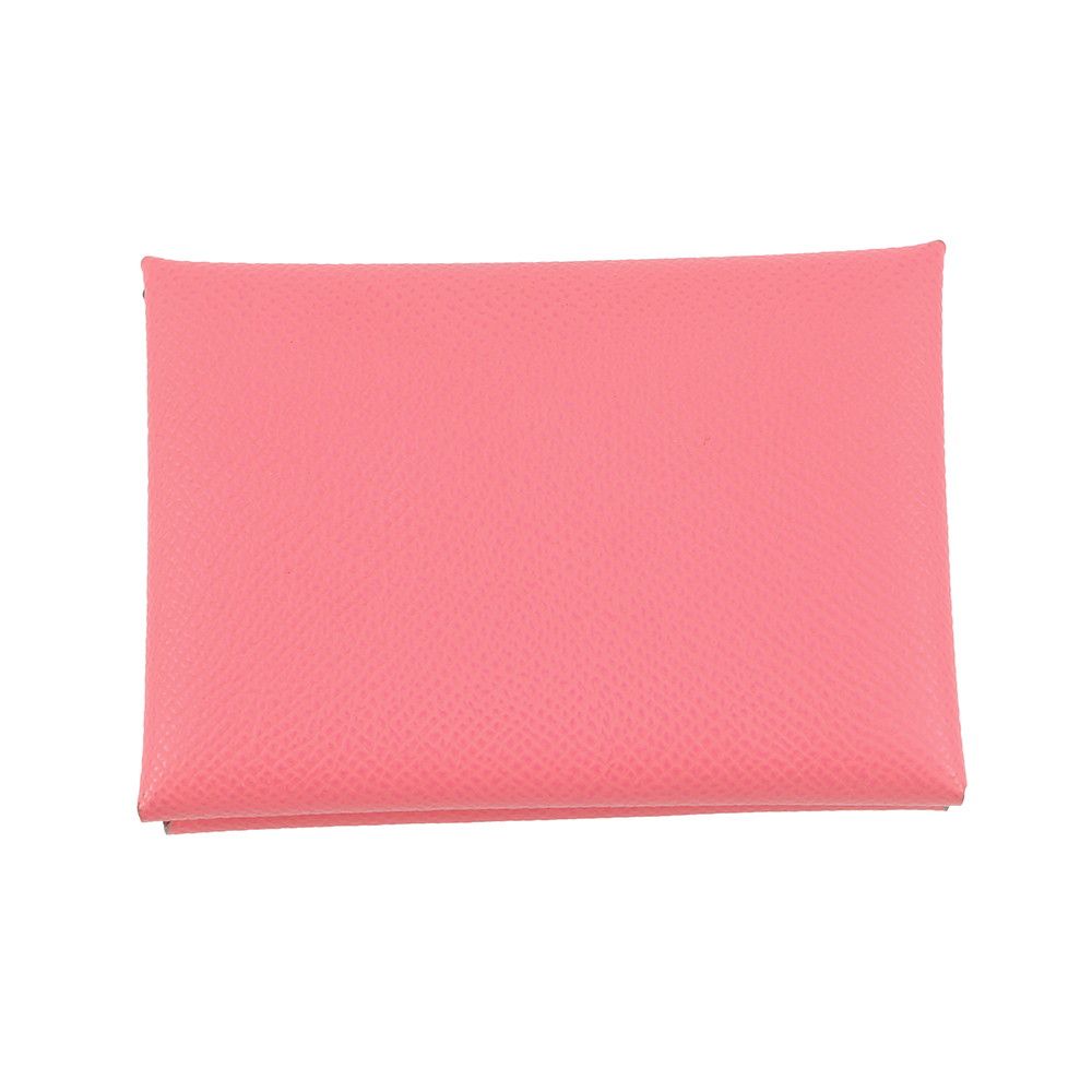 Hermes Coin Case Calvi Duo Rose Azalea Silver Epsom Wallet — view 3