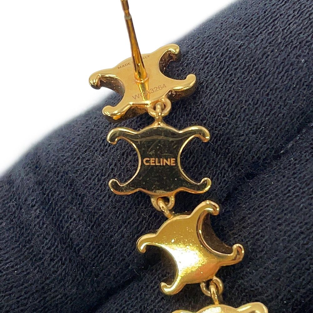 Celine Earrings Triomphe Studded Long Metal — view 9