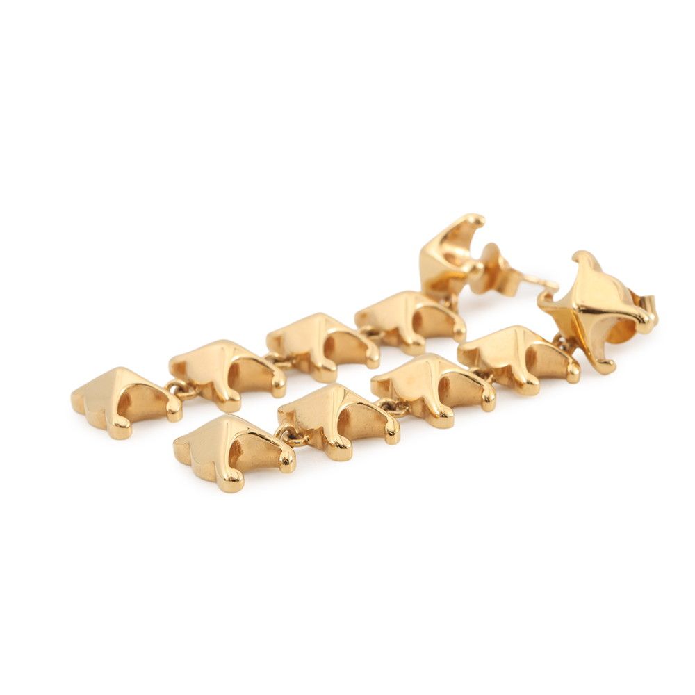 Celine Earrings Triomphe Studded Long Metal — view 2