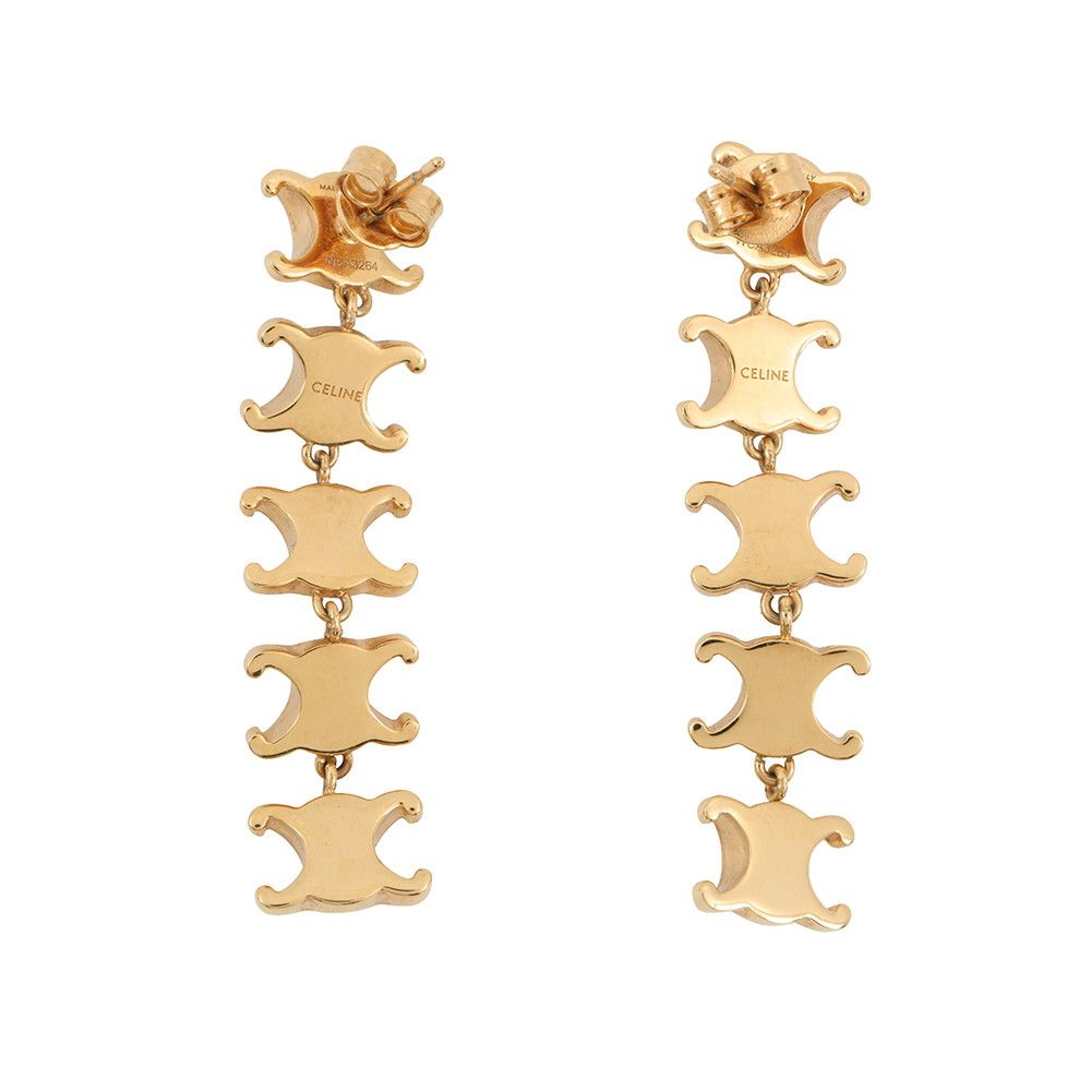 Celine Earrings Triomphe Studded Long Metal — view 3