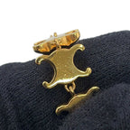Celine Earrings Triomphe Studded Long Metal — view 7