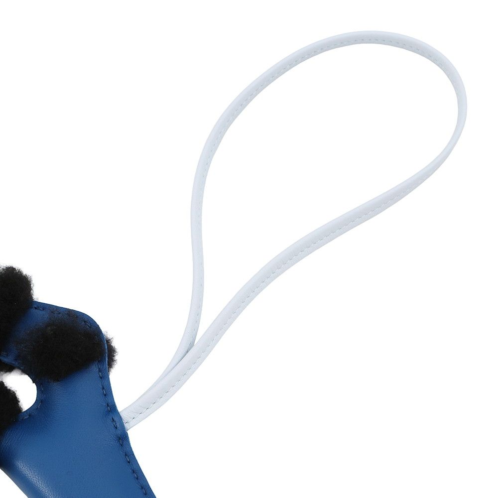 Hermes Bag Charm Buddy Bleu France Black Brum Lambskin Mouton — view 4