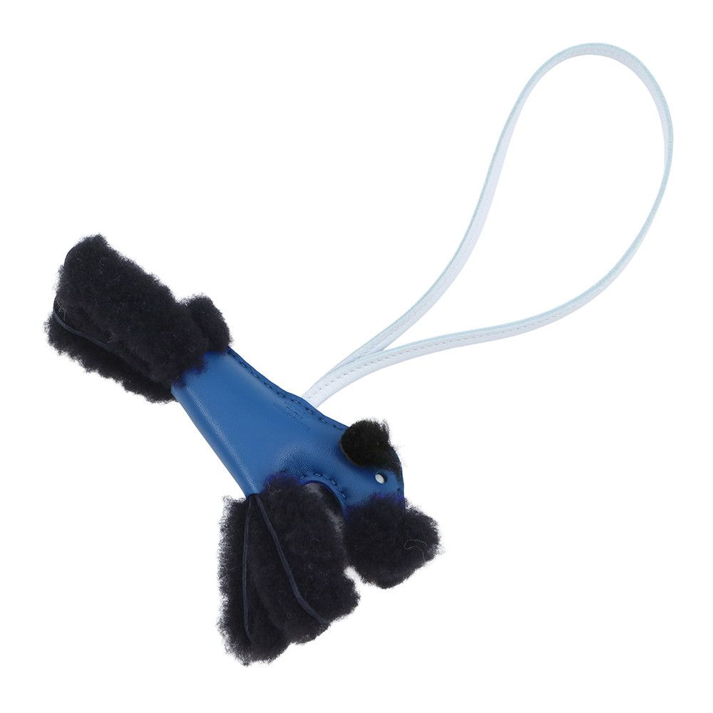 Hermes Bag Charm Buddy Bleu France Black Brum Lambskin Mouton — view 3