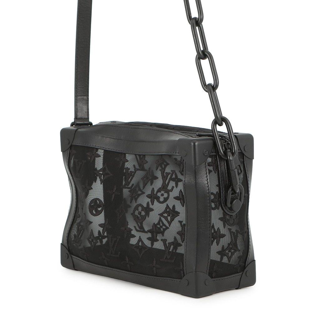 Louis Vuitton Shoulder Bag Monogram Mesh Leather Soft Trunk Embroidery Black — view 2