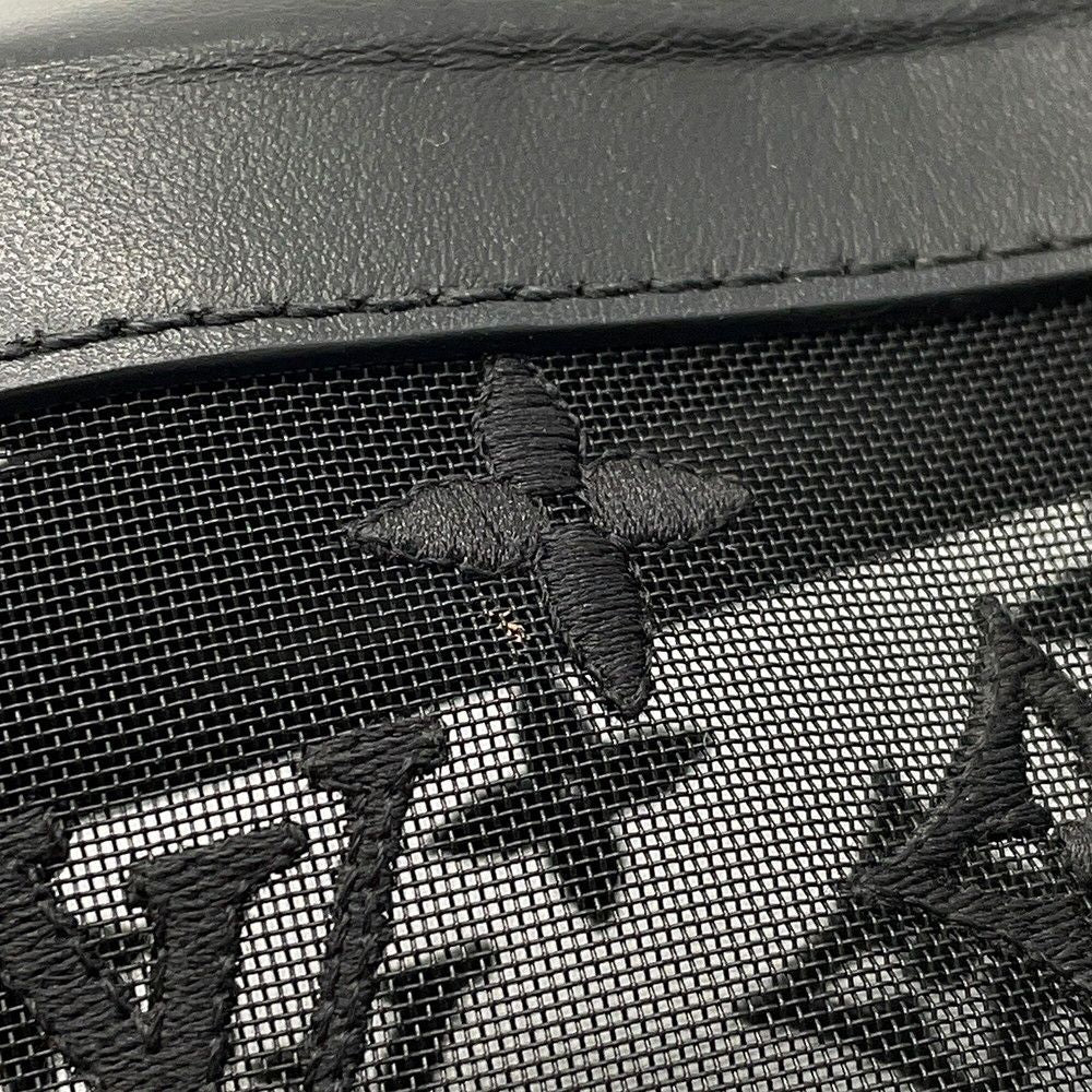 Louis Vuitton Shoulder Bag Monogram Mesh Leather Soft Trunk Embroidery Black — view 9