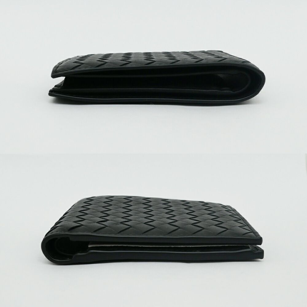 Bottega Veneta Intrecciato Bifold Wallet with Coin Pass Black Calf Leather — view 3