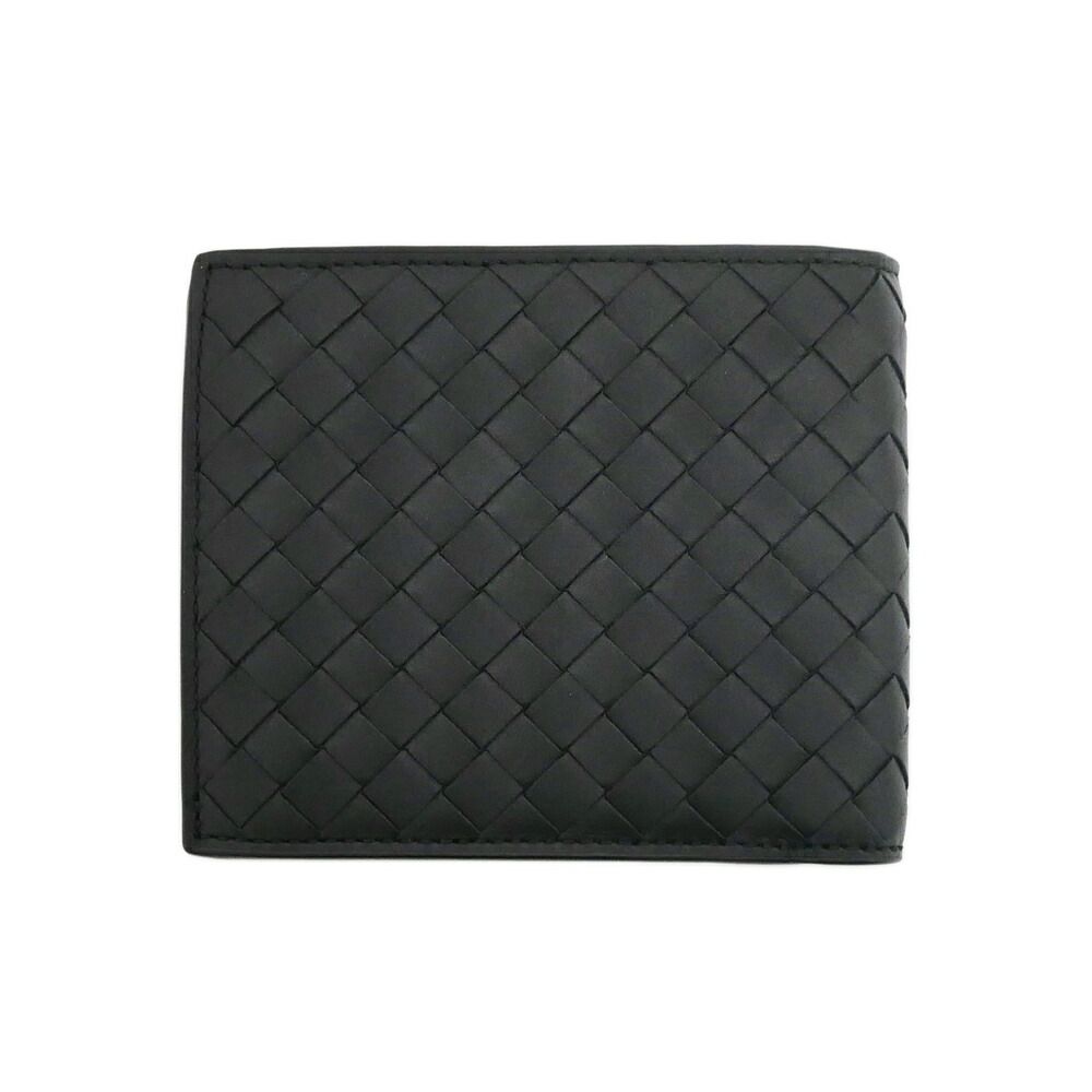 Bottega Veneta Intrecciato Bifold Wallet with Coin Pass Black Calf Leather — view 2
