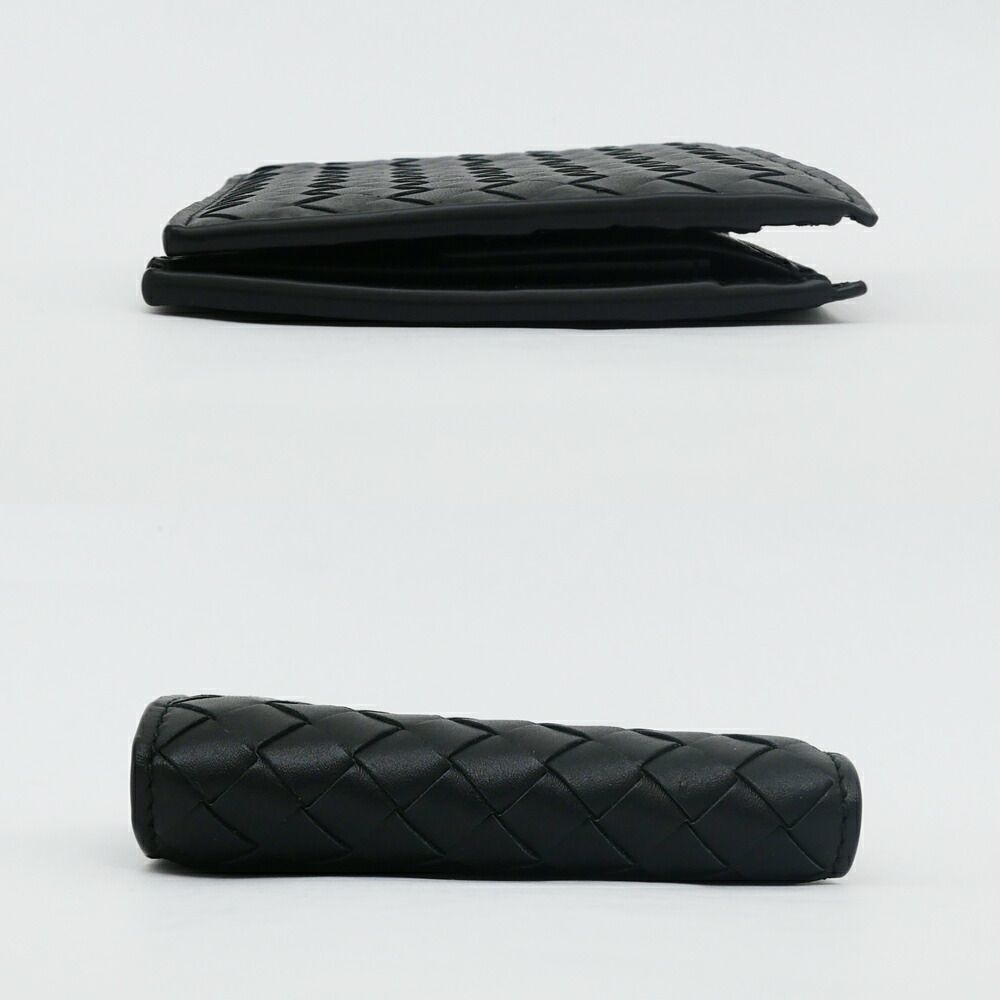 Bottega Veneta Intrecciato Bifold Wallet with Coin Pass Black Calf Leather — view 4