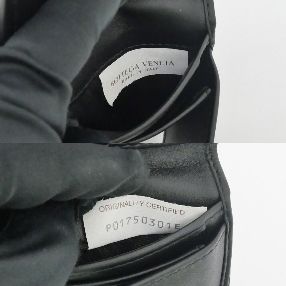 Bottega Veneta Intrecciato Bifold Wallet with Coin Pass Black Calf Leather — view 9