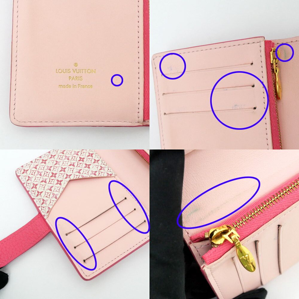 Louis Vuitton Vertical CP Wallet Fuchsia Pink Leather Bifold — view 9