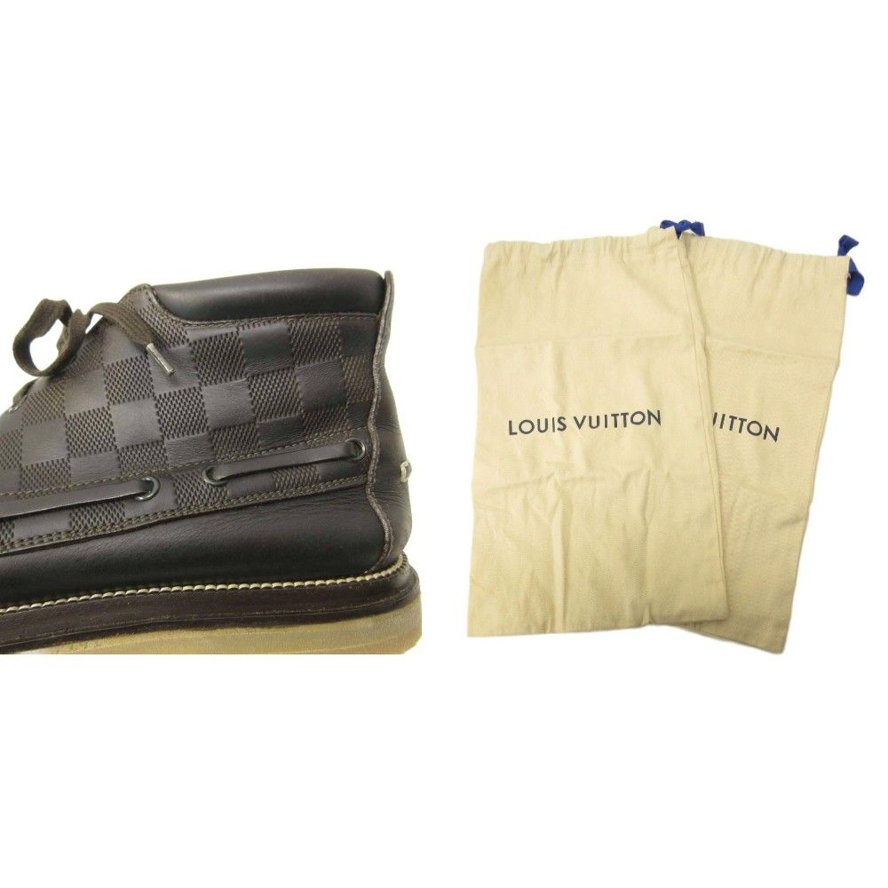 Louis Vuitton Damier Chukka Boots Moccasins Shoes Cles Leather 6 Black — view 9