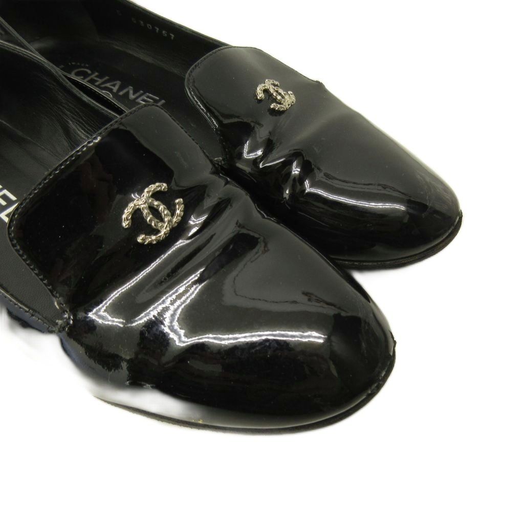 Chanel Opera Shoes Pearl Decoration CC Logo Patent Leather 36.5 Black — view 3