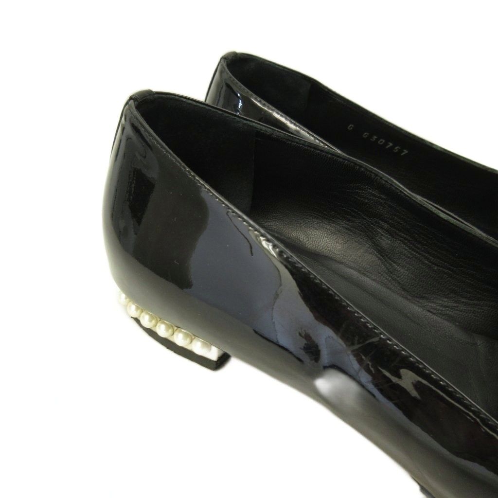 Chanel Opera Shoes Pearl Decoration CC Logo Patent Leather 36.5 Black — view 4