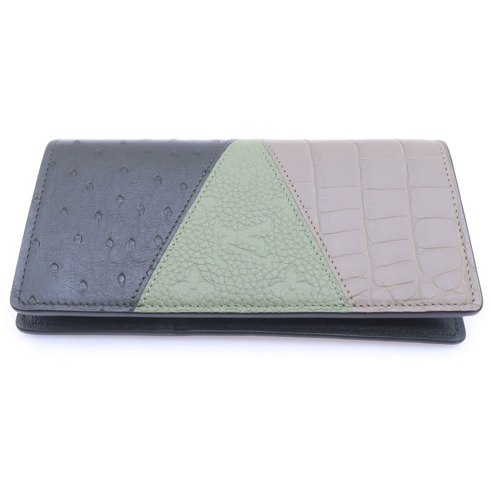 Louis Vuitton Portefeuille Brother Wallet Card Case Croco Taurillon Green Grey — view 2