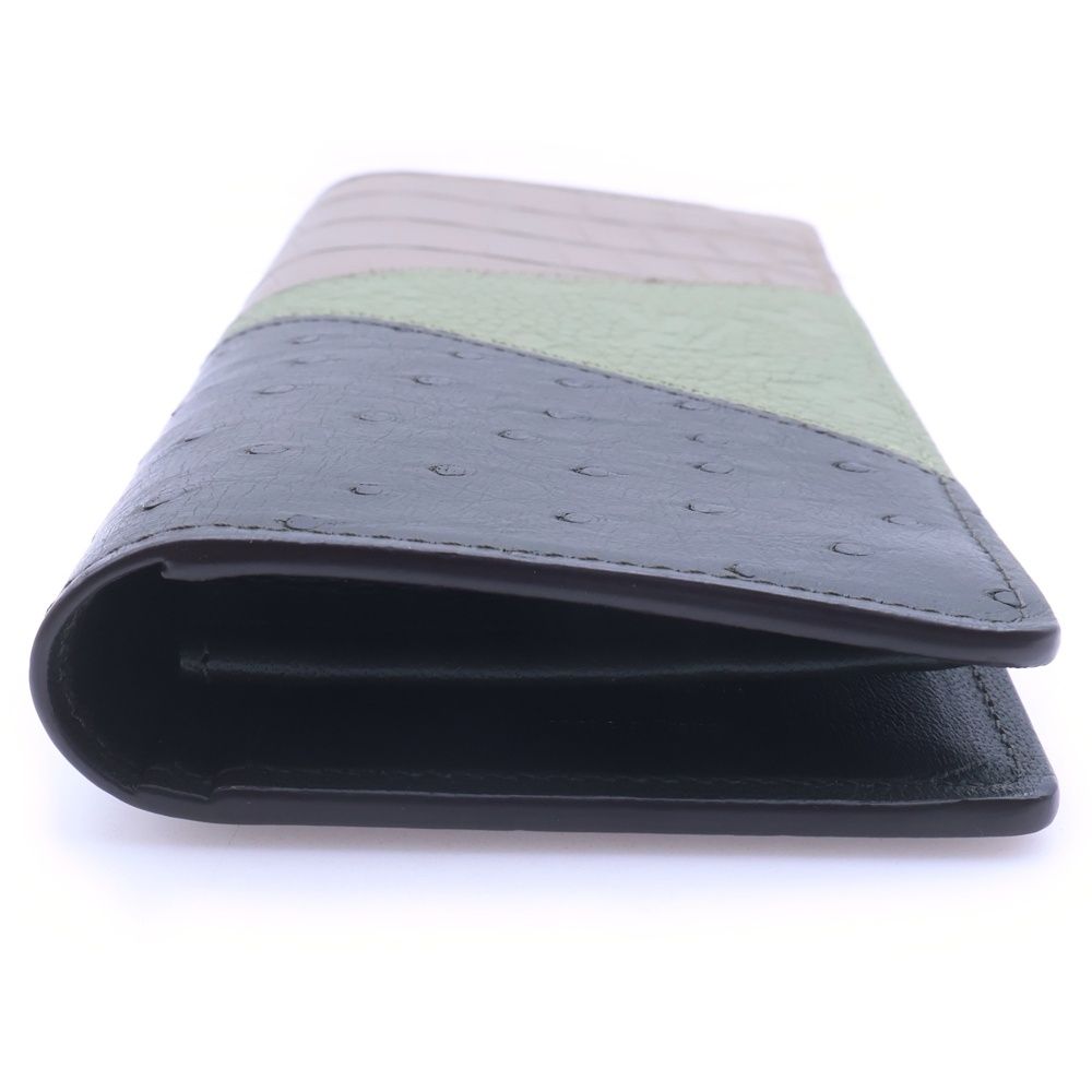 Louis Vuitton Portefeuille Brother Wallet Card Case Croco Taurillon Green Grey — view 3