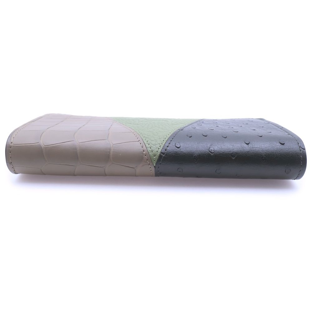 Louis Vuitton Portefeuille Brother Wallet Card Case Croco Taurillon Green Grey — view 4