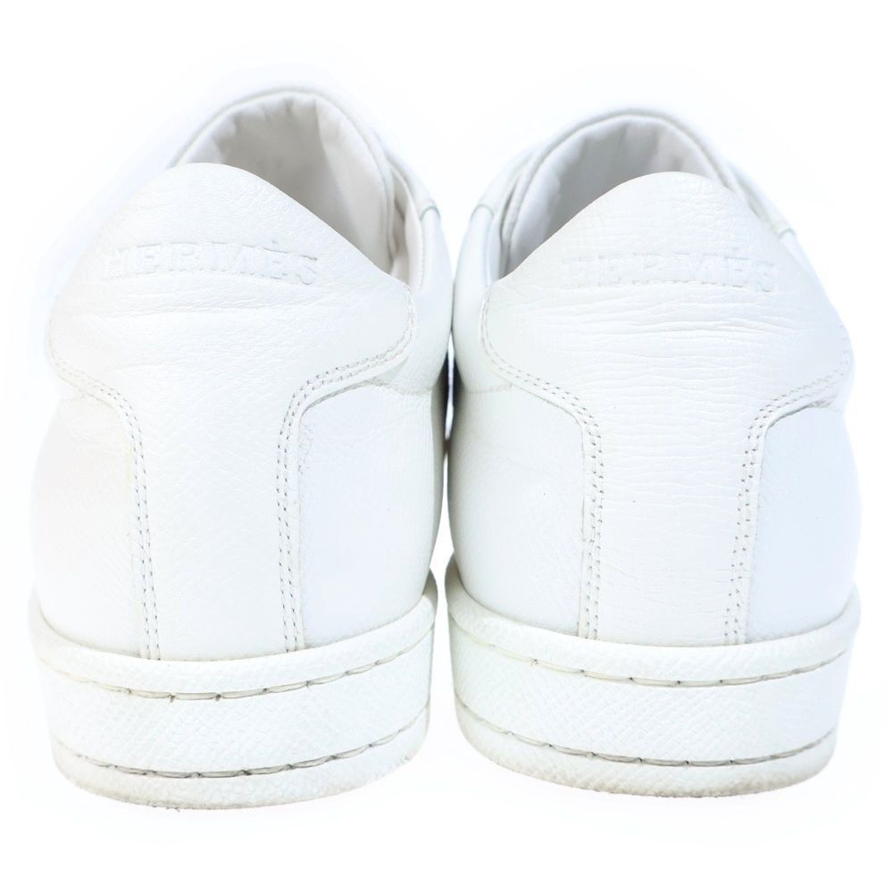 Hermes Boomerang Leather Lace Up Sneakers White Pink — view 3
