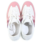 Hermes Boomerang Leather Lace Up Sneakers White Pink — view 4