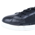 Fendi Zucca Pattern Canvas Leather Lace Up Sneakers Black — view 6