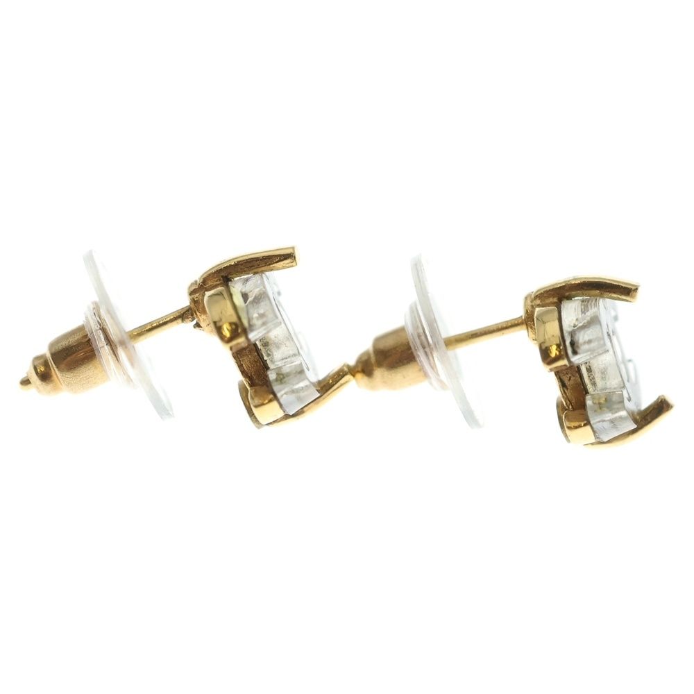 Chanel CC Logo Earrings Gold Clear — view 3
