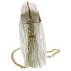 Chanel CC Logo Fringe Chain Shoulder Bag White — view 3