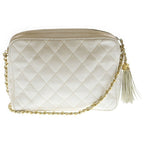 Chanel CC Logo Fringe Chain Shoulder Bag White — view 2