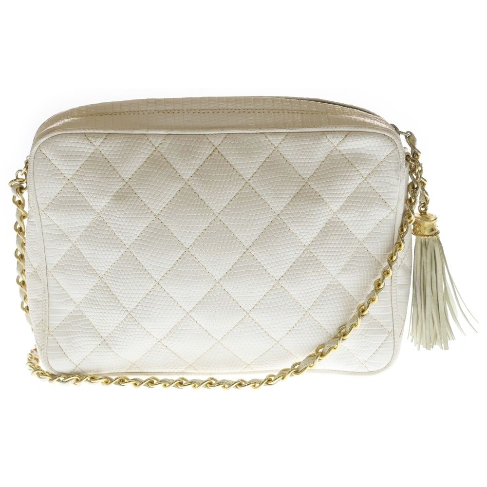 Chanel CC Logo Fringe Chain Shoulder Bag White — view 2