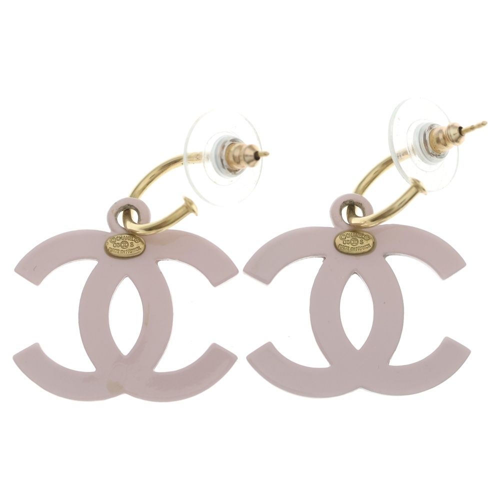 Chanel CC Logo Swing Earrings Pink — view 2