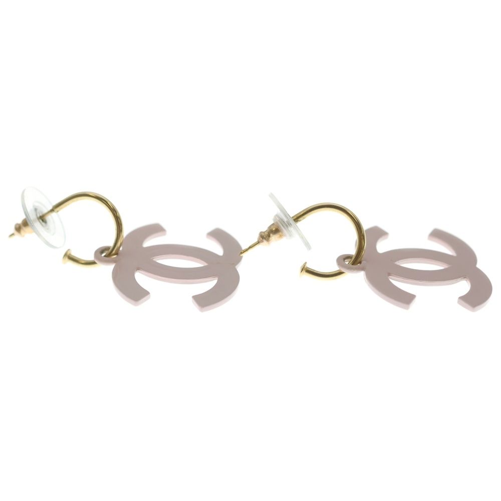 Chanel CC Logo Swing Earrings Pink — view 4