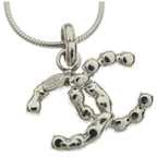 Chanel CC Logo Rhinestone Necklace Silver — view 5