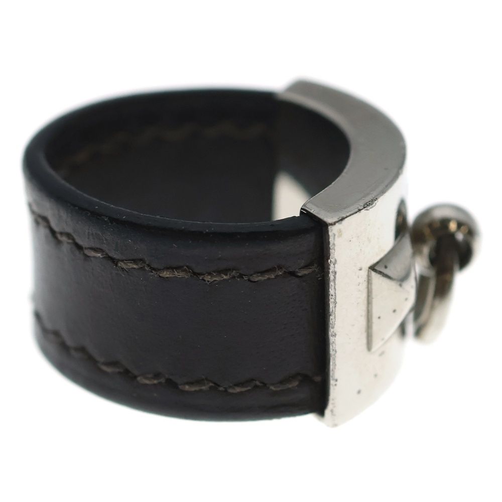 Hermes Collier de Chien Ring Plated Leather Brown Silver — view 4