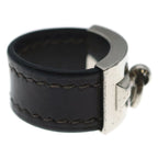 Hermes Collier de Chien Ring Plated Leather Brown Silver — view 4