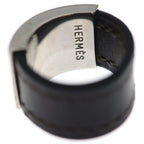 Hermes Collier de Chien Ring Plated Leather Brown Silver — view 6