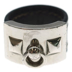 Hermes Collier de Chien Ring Plated Leather Brown Silver — view 5